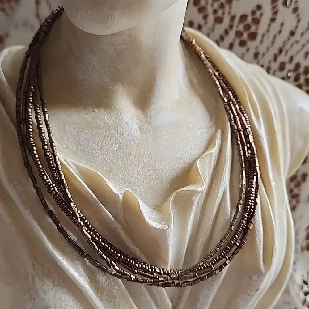 Vintage Copper Tone 4 Strand Choker Style Necklace